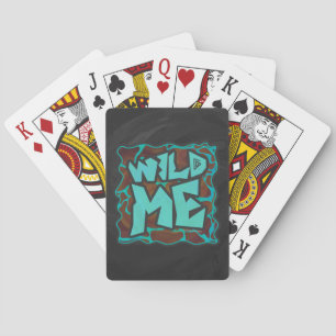 Giraffe Brown and Teal Print Playing Cards