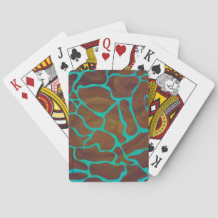 Giraffe Brown and Teal Print Playing Cards