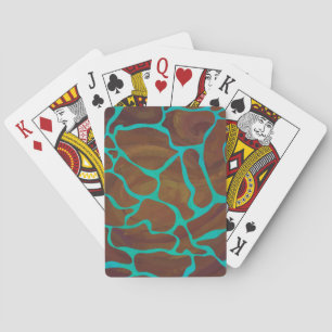Giraffe Brown and Teal Print Playing Cards