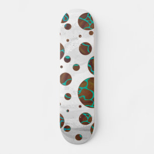 Giraffe Brown and Teal Print Skateboard