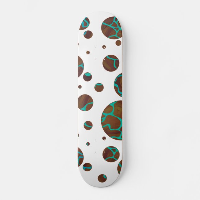 Giraffe Brown and Teal Print Skateboard (Front)