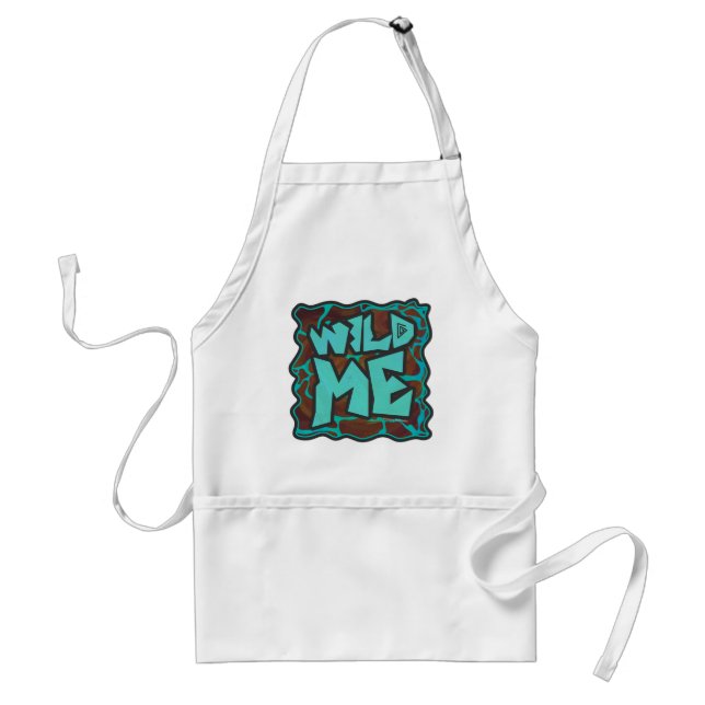 Giraffe Brown and Teal Print Standard Apron (Front)