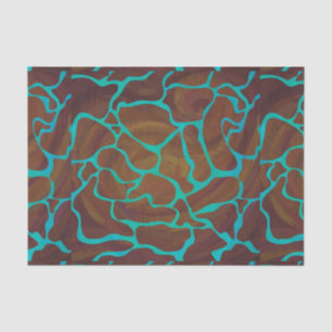 Giraffe Brown and Teal Print Tissue Paper