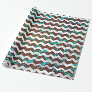 Giraffe Brown and Teal Print Wrapping Paper