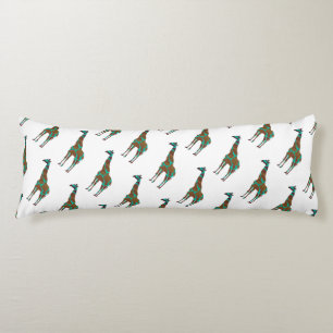Giraffe Brown and Teal Siloette Body Cushion