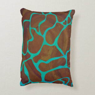 Giraffe Brown and Teal Siloette Decorative Cushion