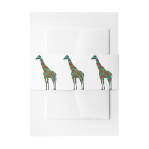 Giraffe Brown and Teal Siloette Invitation Belly Band