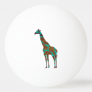Giraffe Brown and Teal Siloette Ping Pong Ball