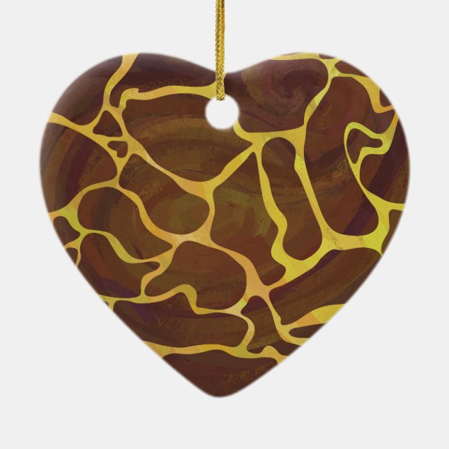 Giraffe Brown and Yellow Print Ceramic Ornament (Back)