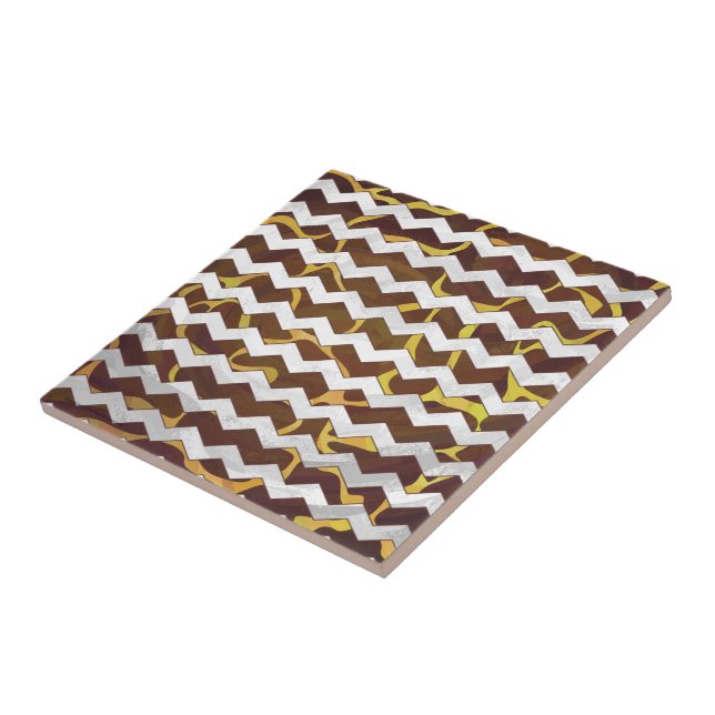 Giraffe Brown and Yellow Print Ceramic Tile (Side)