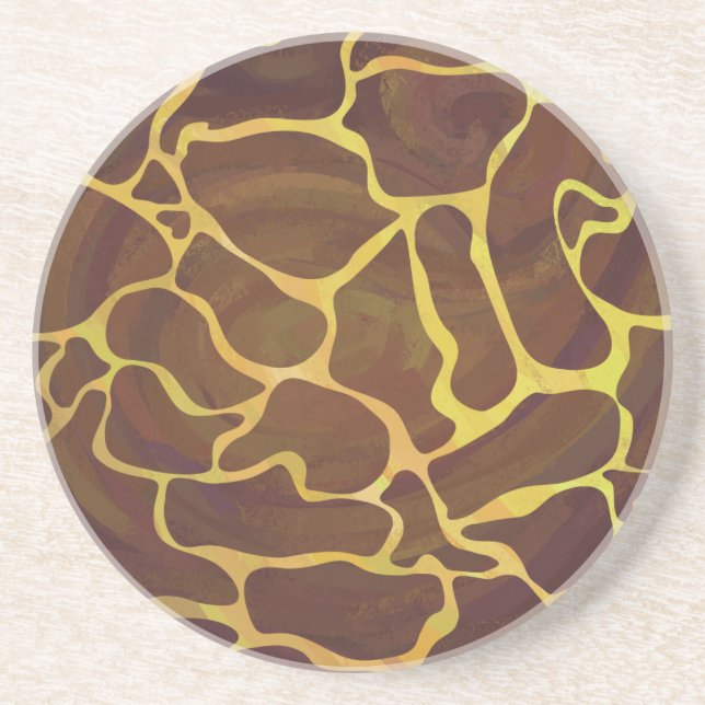 Giraffe Brown and Yellow Print Coaster (Front)
