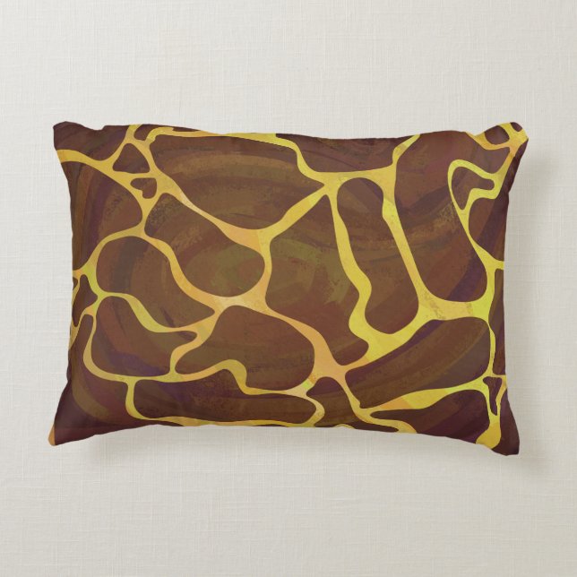 Giraffe Brown and Yellow Print Decorative Cushion (Back)