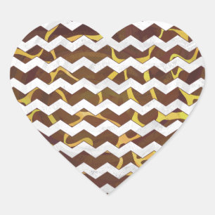 Giraffe Brown and Yellow Print Heart Sticker