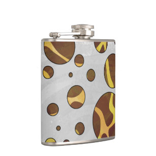 Giraffe Brown and Yellow Print Hip Flask