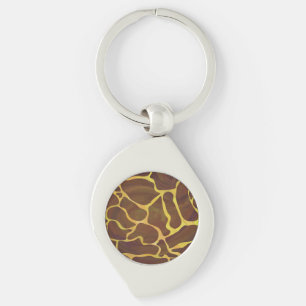 Giraffe Brown and Yellow Print Key Ring