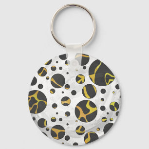 Giraffe Brown and Yellow Print Key Ring