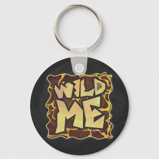Giraffe Brown and Yellow Print Key Ring (Front)