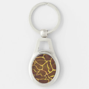 Giraffe Brown and Yellow Print Key Ring