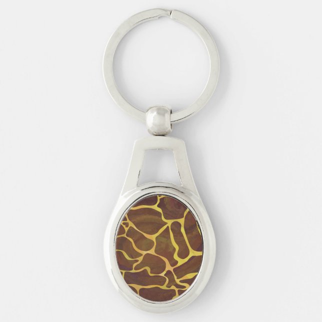Giraffe Brown and Yellow Print Key Ring (Front)