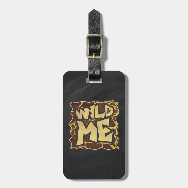 Giraffe Brown and Yellow Print Luggage Tag (Front Vertical)