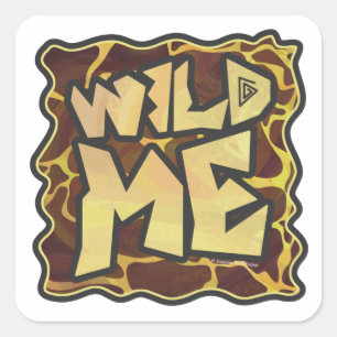 Giraffe Brown and Yellow Print Square Sticker