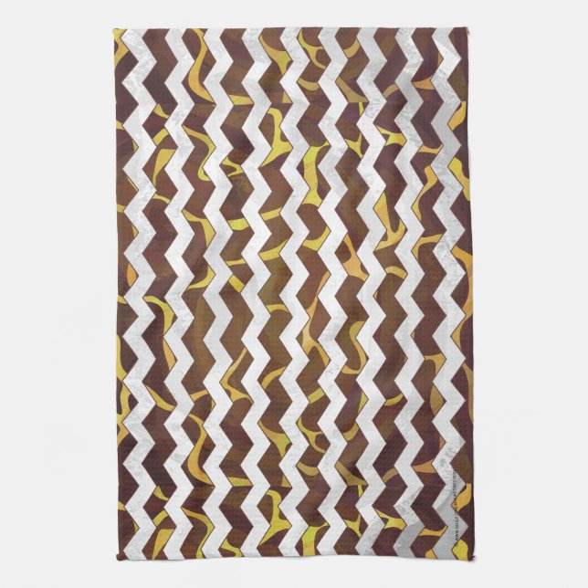 Giraffe Brown and Yellow Print Tea Towel (Vertical)