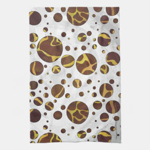 Giraffe Brown and Yellow Print Tea Towel