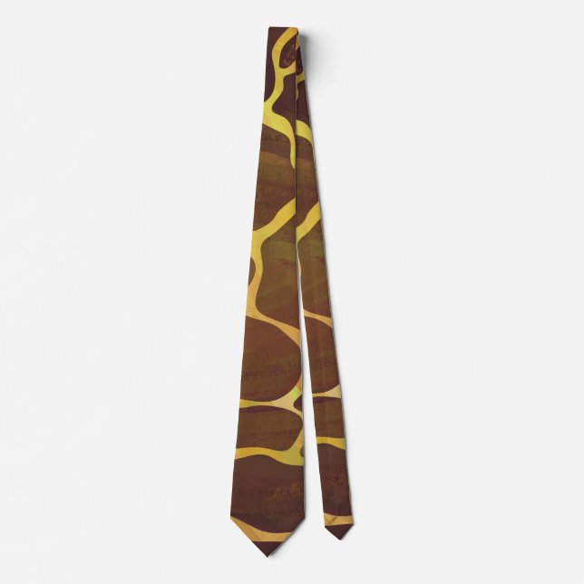 Giraffe Brown and Yellow Print Tie (Front)