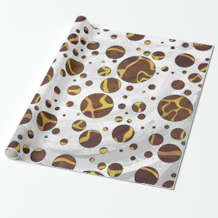 Giraffe Brown and Yellow Print Wrapping Paper