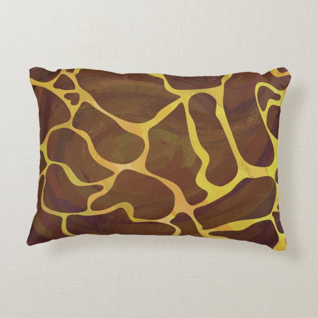 Giraffe Brown and Yellow Silhouette Decorative Cushion (Back)