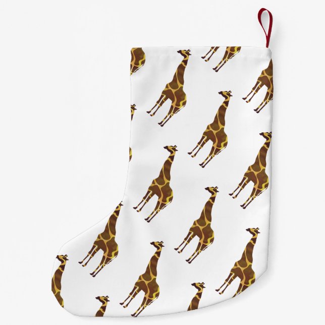 Giraffe Brown and Yellow Silhouette Small Christmas Stocking (Back)