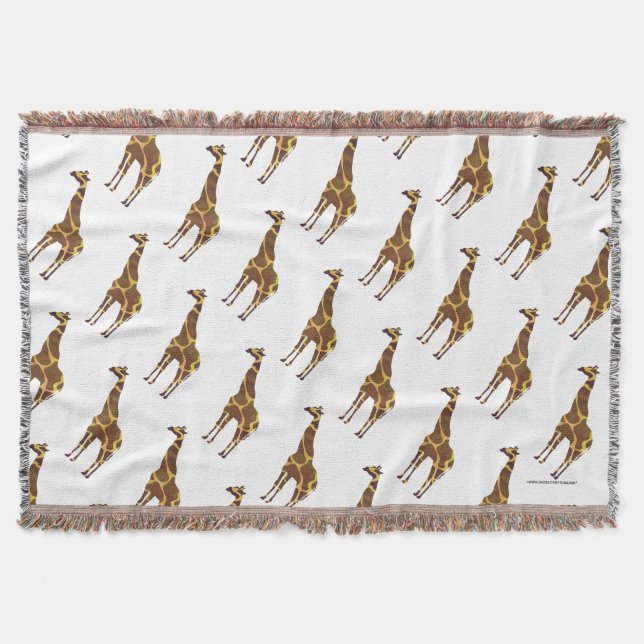 Giraffe Brown and Yellow Silhouette Throw Blanket (Front)