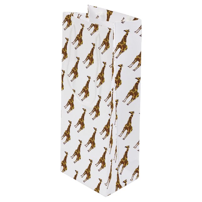 Giraffe Brown and Yellow Silhouette Wine Gift Bag (Front Angled)