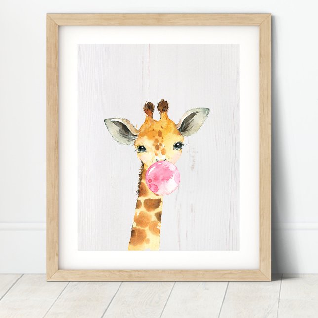 Giraffe Bubble Safari Jungle Nursery Art Print (Creator Uploaded)