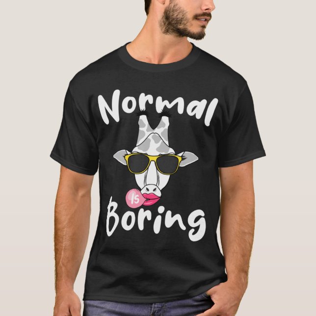Giraffe Bubblegum Glasses Cute Animal  Normal Is B T-Shirt (Front)