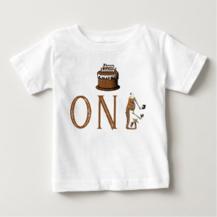 Giraffe Cake Smash First Birthday Baby T-Shirt