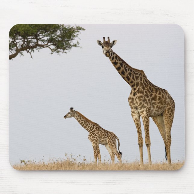 Giraffe Calf and Mama Mouse Pad (Front)