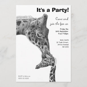 Giraffe & Calf Birthday Party Invitation