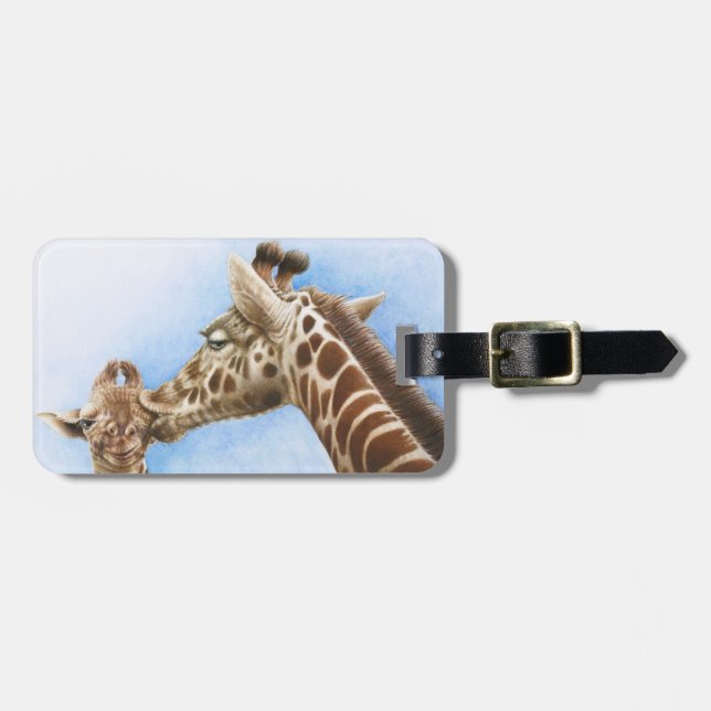 Giraffe & Calf Luggage Tag (Front Horizontal)