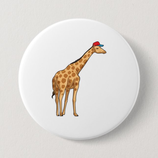Giraffe Cap 7.5 Cm Round Badge (Front)