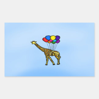 Giraffe Carried By Balloons Rectangular Sticker