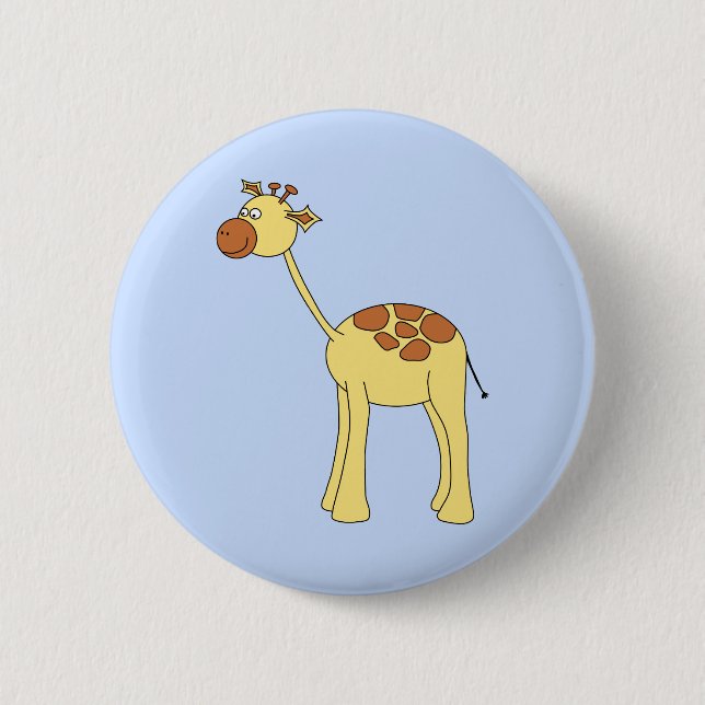 Giraffe Cartoon. 6 Cm Round Badge (Front)