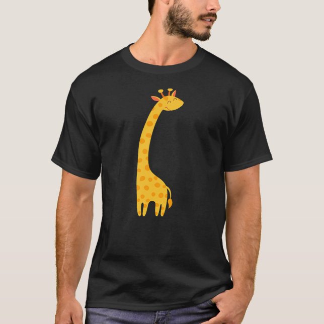 Giraffe Cartoon Illustration Animal Men Women Boys T-Shirt (Front)