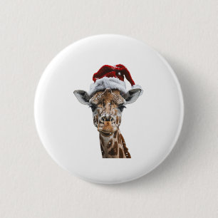 Giraffe Christmas 6 Cm Round Badge
