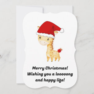 Giraffe Christmas Card, Baby Animal Xmas Card