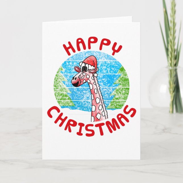 Giraffe Christmas Card Wildlife Nature Funny (Front)