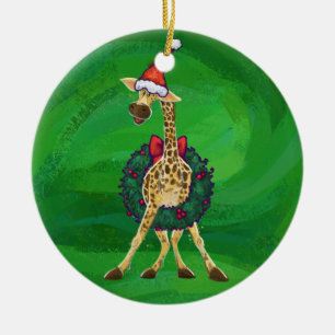 Giraffe Christmas Ceramic Ornament