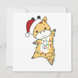 Giraffe Christmas Giraffes Winter Animals Invitation
