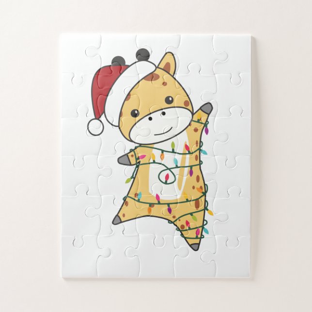 Giraffe Christmas Giraffes Winter Animals Jigsaw Puzzle (Vertical)