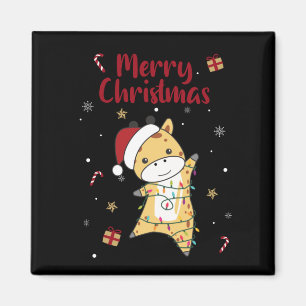 Giraffe Christmas Giraffes Winter Animals Magnet